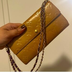 Louis Vuitton Gold Clutch with Purple Chain